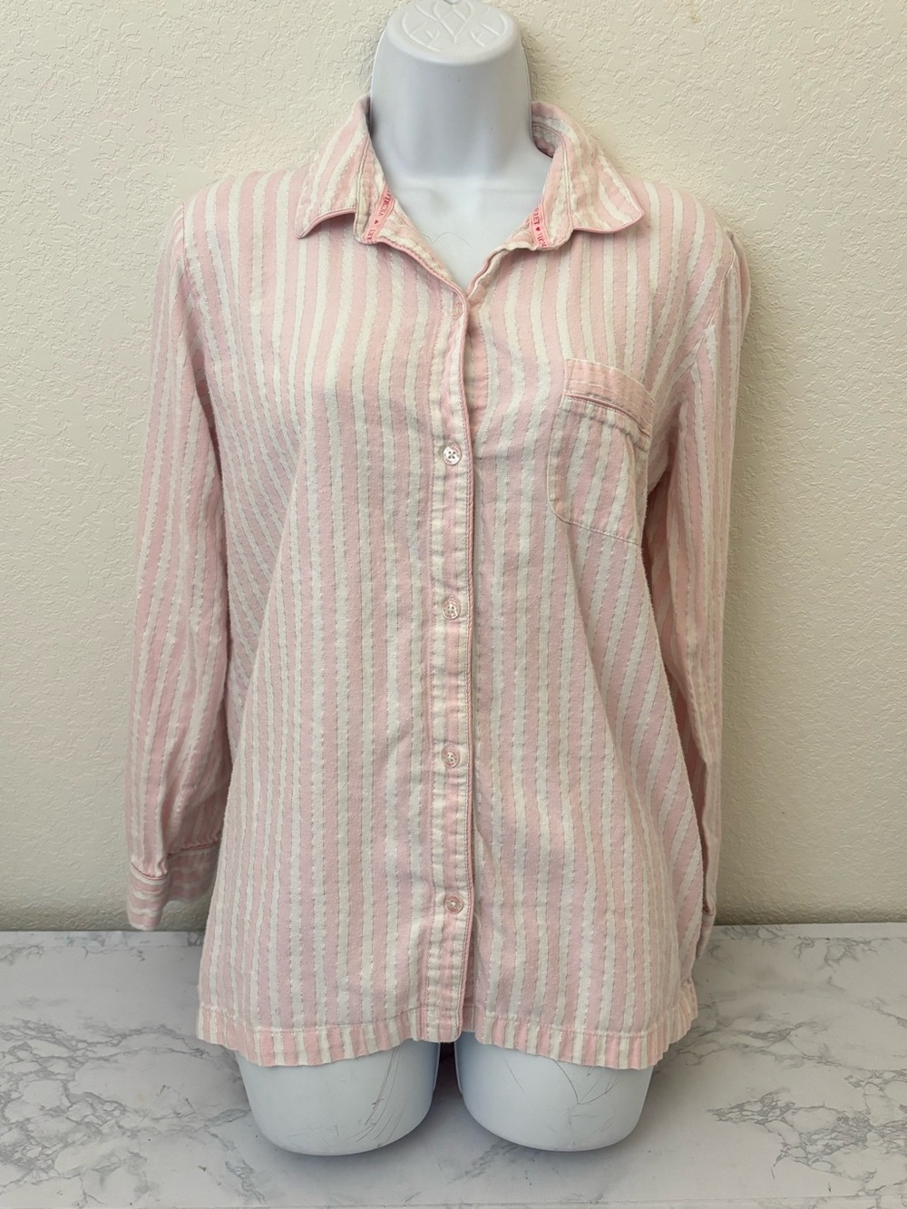 Victorias Secret Sexy Y2K Classy Chic Cotton Button-Down Pajama Top M Pink